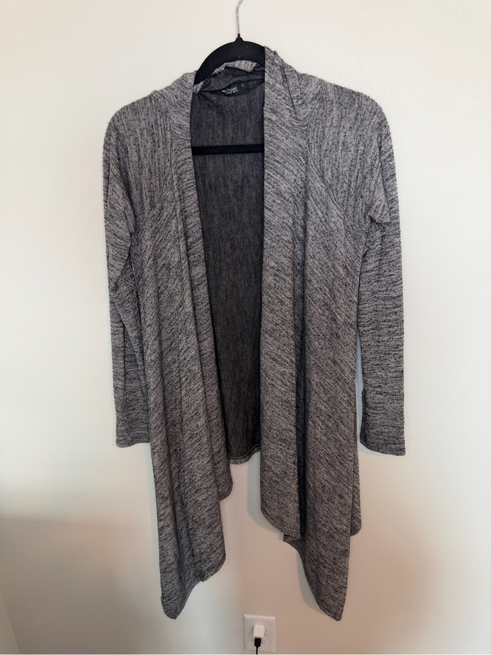 NWOT Michael Lauren Marled Gray Open-Front Cardigan